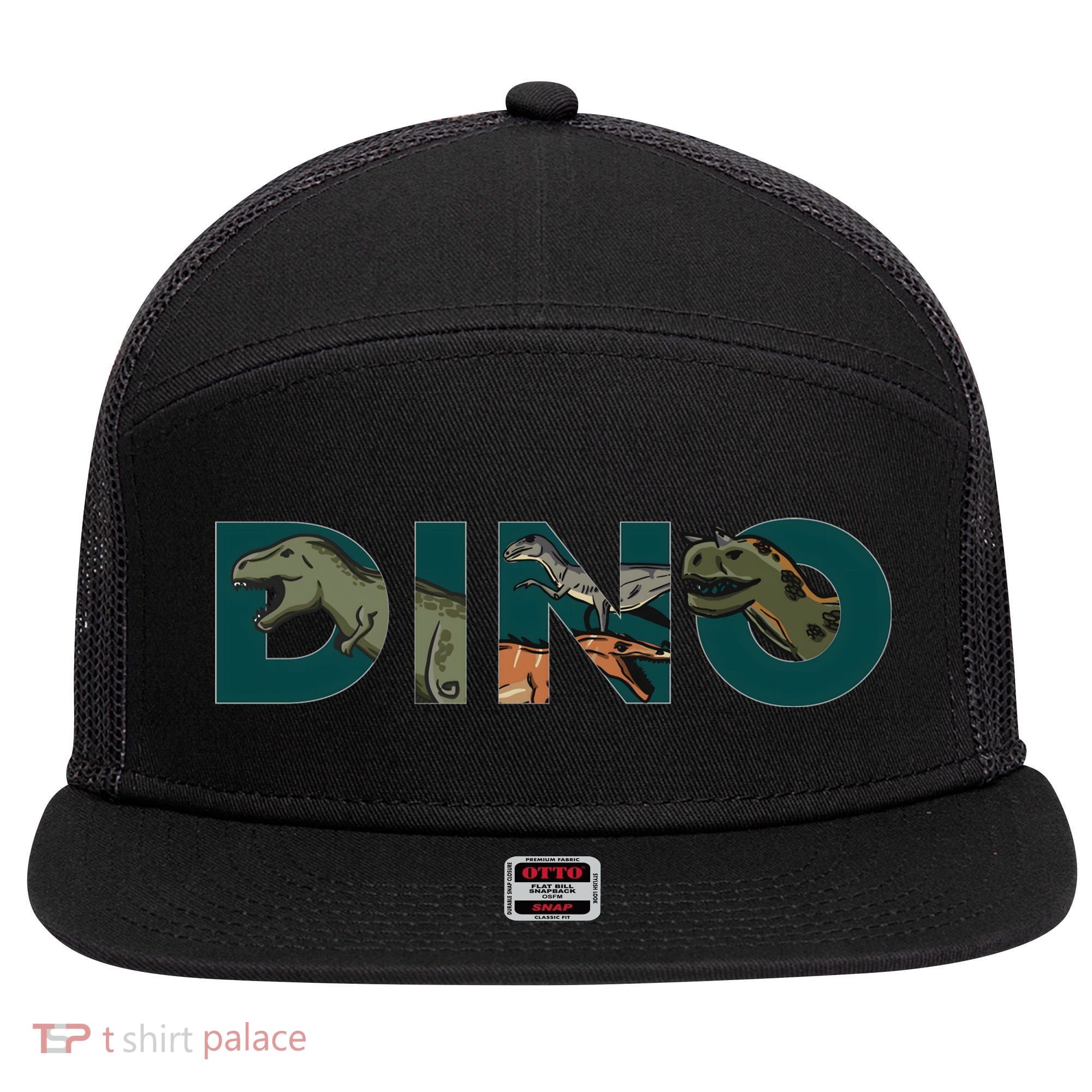 Dino Word Logo 7 Panel Mesh Trucker Snapback Hat