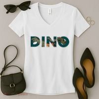 Dino Word Logo Women's V-Neck T-Shirt thumb 2