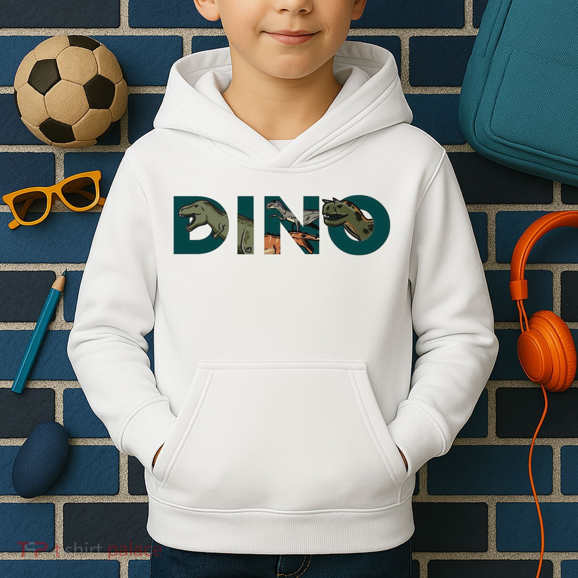 Dino Word Logo Kids Hoodie