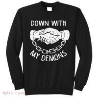 Down With My Demons Deal Handshake Aesthetic Humour Goth Sweatshirt thumb 0