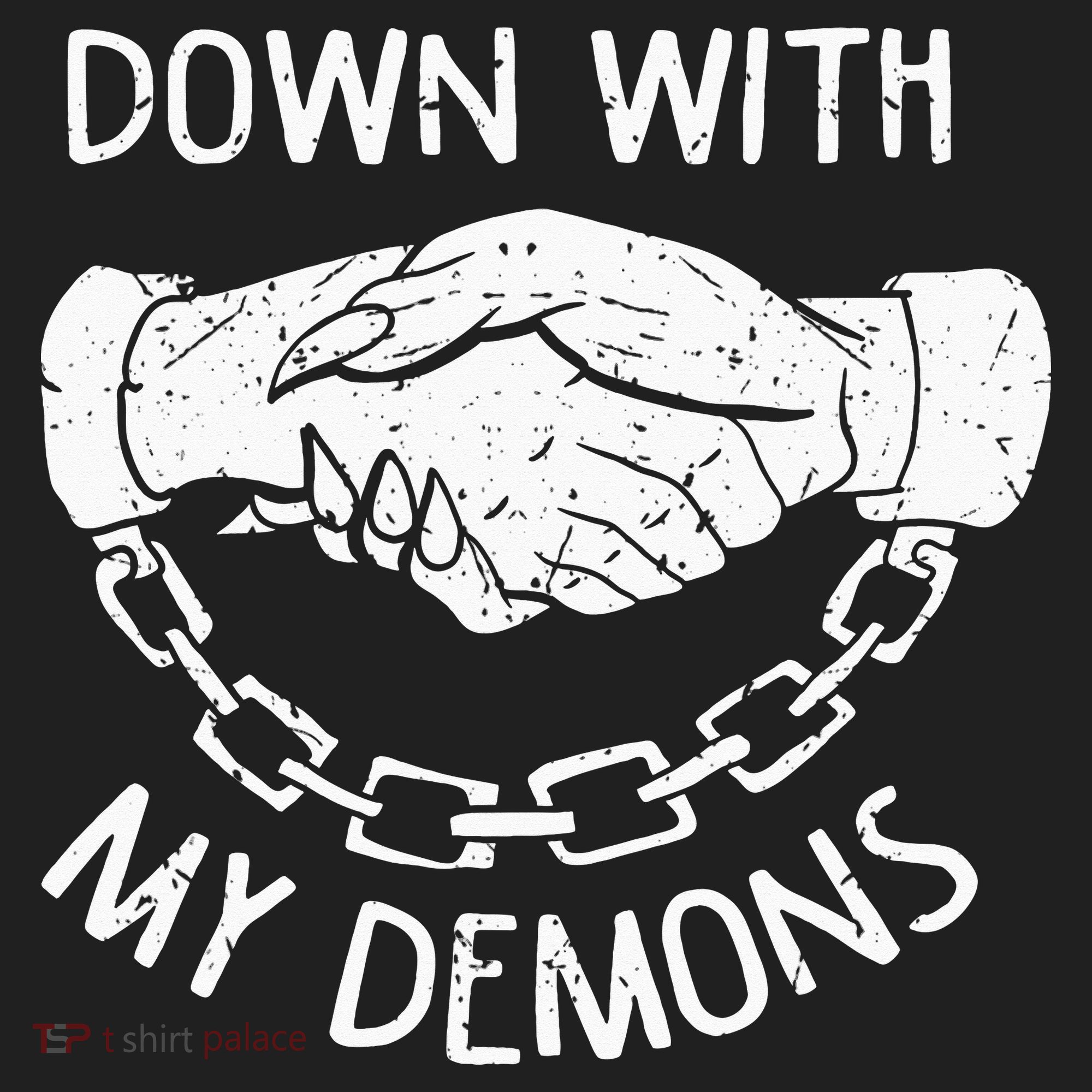 Down With My Demons Deal Handshake Aesthetic Humour Goth Beanie