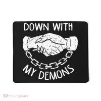 Down With My Demons Deal Handshake Aesthetic Humour Goth Mousepad thumb 0