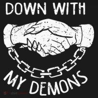 Down With My Demons Deal Handshake Aesthetic Humour Goth Baby Bodysuit thumb 2