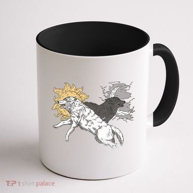 Double Wolf Moon Sun Coffee Mug back