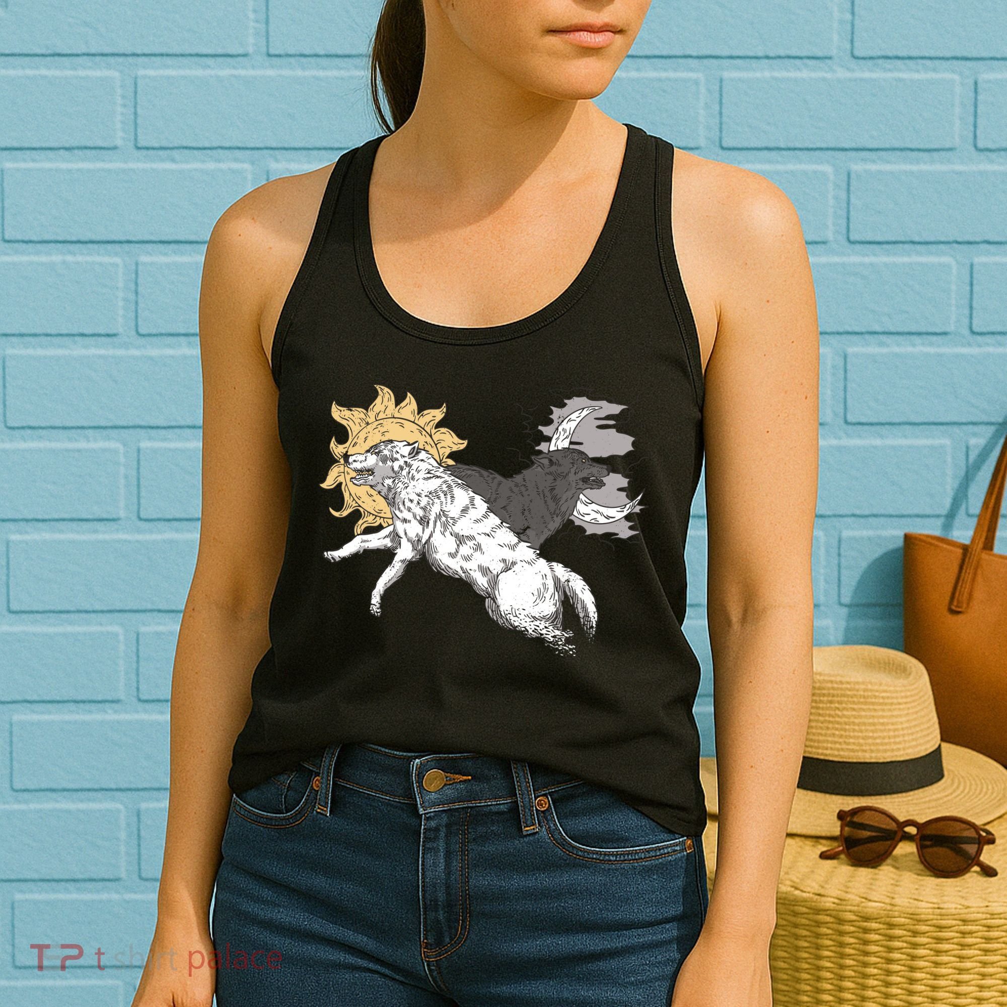 Double Wolf Moon Sun Women's Tank Top