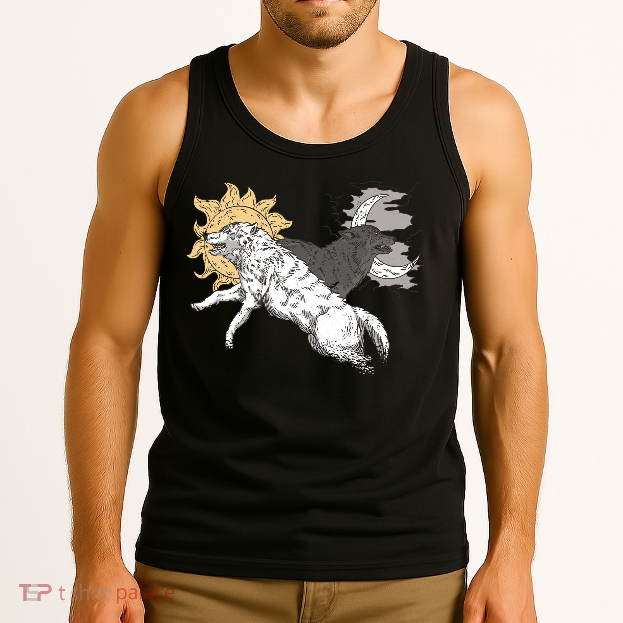 Double Wolf Moon Sun Tank Top