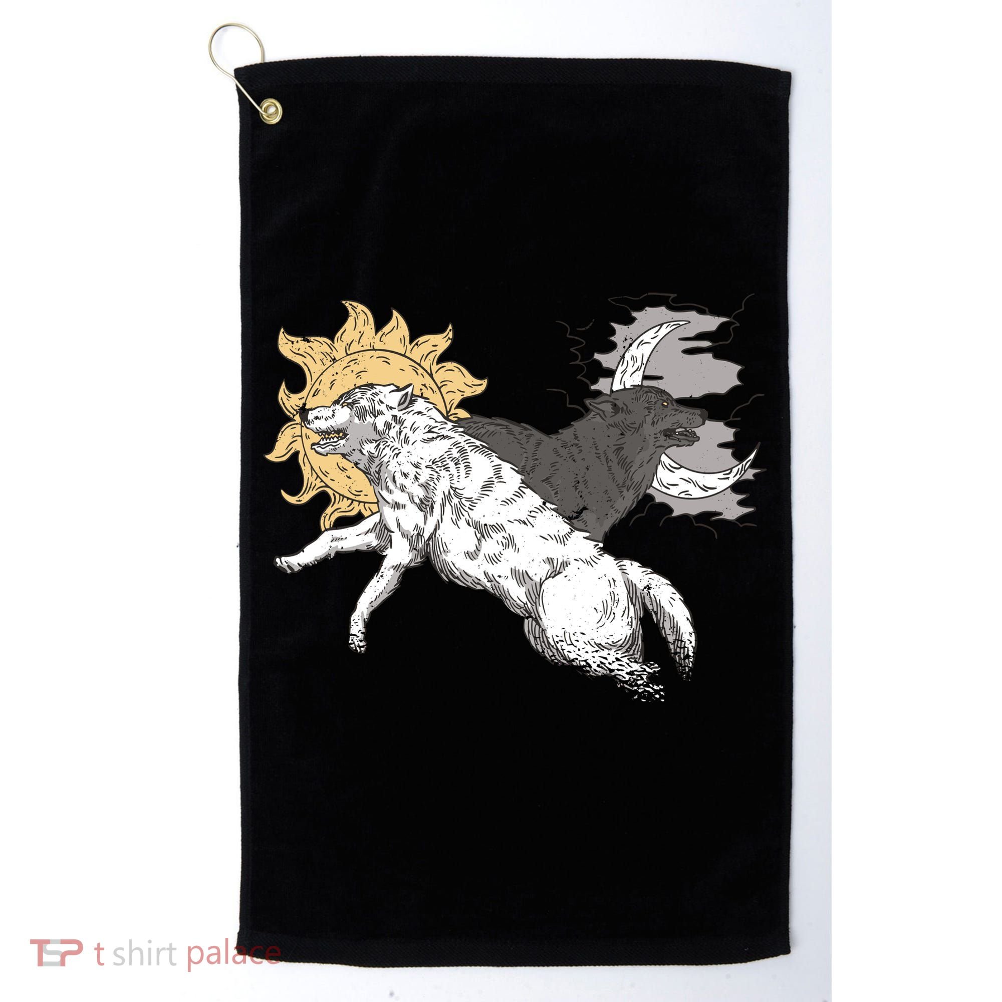Double Wolf Moon Sun Golf Towel