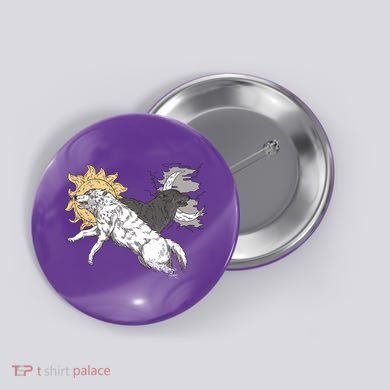 Double Wolf Moon Sun Button