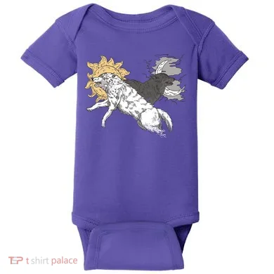 Double Wolf Moon Sun Baby Bodysuit