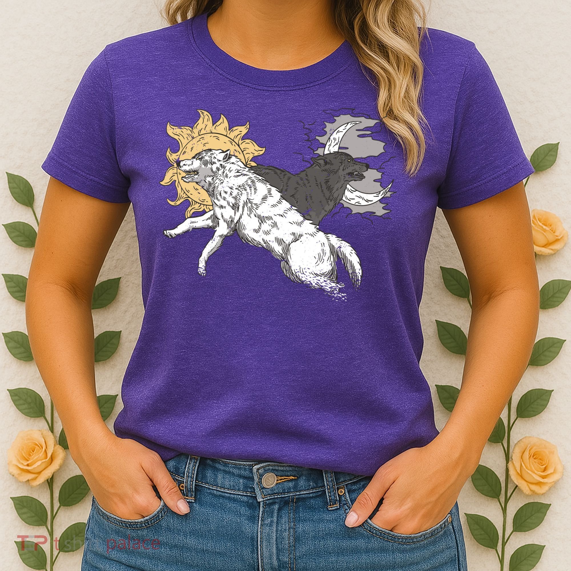 Double Wolf Moon Sun Women's T-Shirt