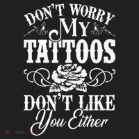 Dont Worry My Tattoos Dont Like You Either Funny Tattoo Beanie thumb 2