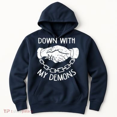 Down With My Demons Deal Handshake Aesthetic Humour Goth Hoodie