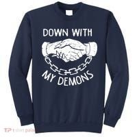 Down With My Demons Deal Handshake Aesthetic Humour Goth Sweatshirt thumb 0
