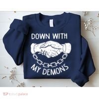 Down With My Demons Deal Handshake Aesthetic Humour Goth Sweatshirt thumb 2