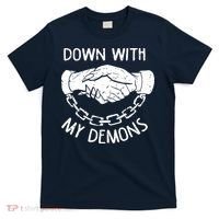 Down With My Demons Deal Handshake Aesthetic Humour Goth T-Shirt thumb 0