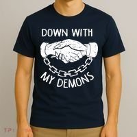 Down With My Demons Deal Handshake Aesthetic Humour Goth T-Shirt thumb 3