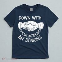 Down With My Demons Deal Handshake Aesthetic Humour Goth T-Shirt thumb 5