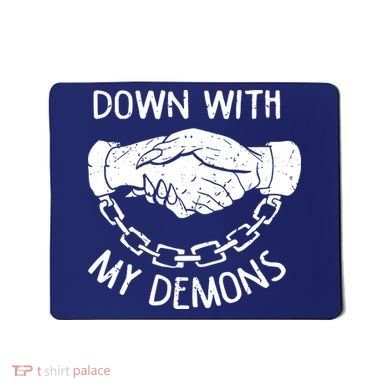 Down With My Demons Deal Handshake Aesthetic Humour Goth Mousepad