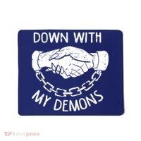 Down With My Demons Deal Handshake Aesthetic Humour Goth Mousepad thumb 0