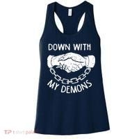 Down With My Demons Deal Handshake Aesthetic Humour Goth Women's Tank Top thumb 0