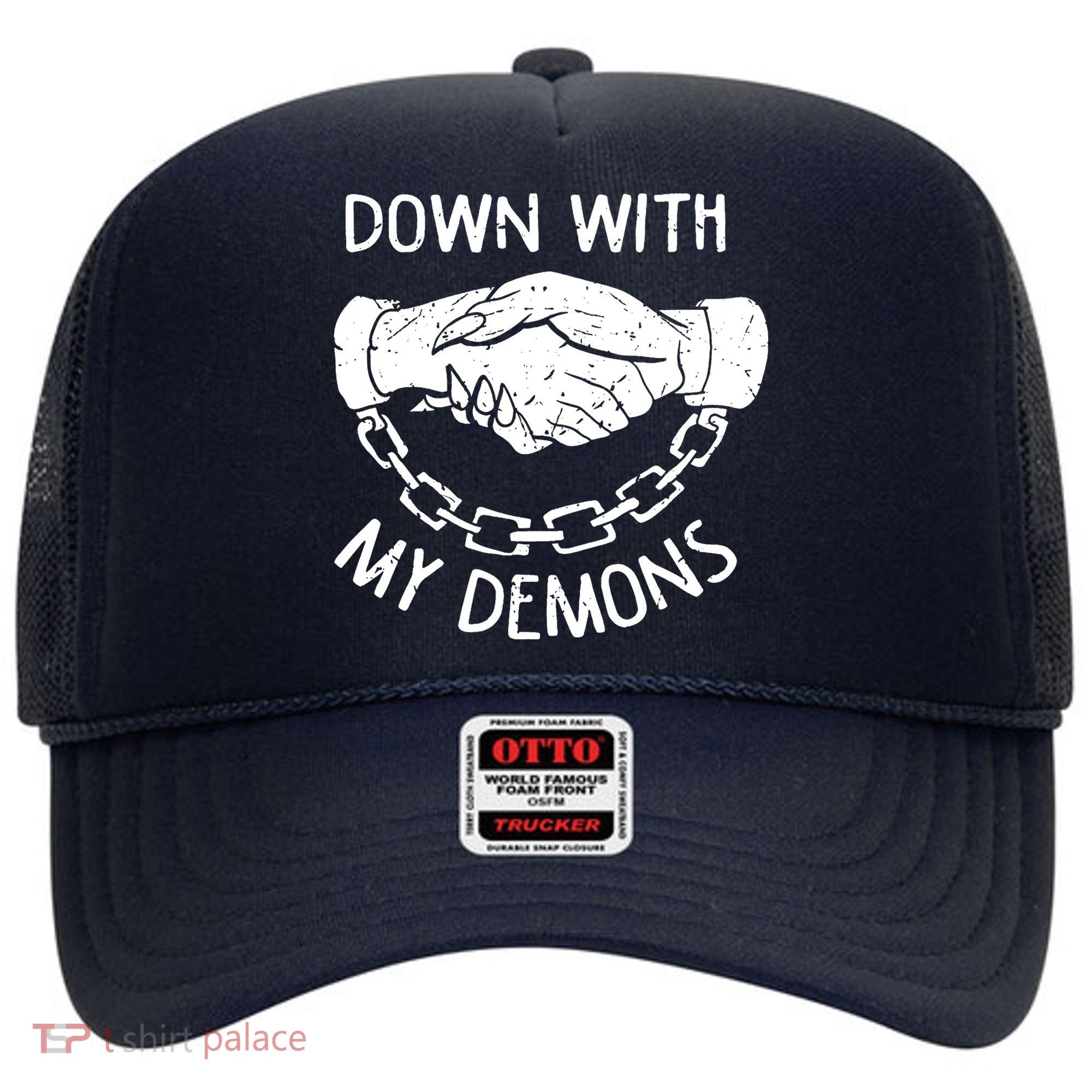 Down With My Demons Deal Handshake Aesthetic Humour Goth Hat