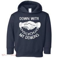 Down With My Demons Deal Handshake Aesthetic Humour Goth Toddler Hoodie thumb 0