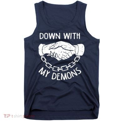 Down With My Demons Deal Handshake Aesthetic Humour Goth Tank Top