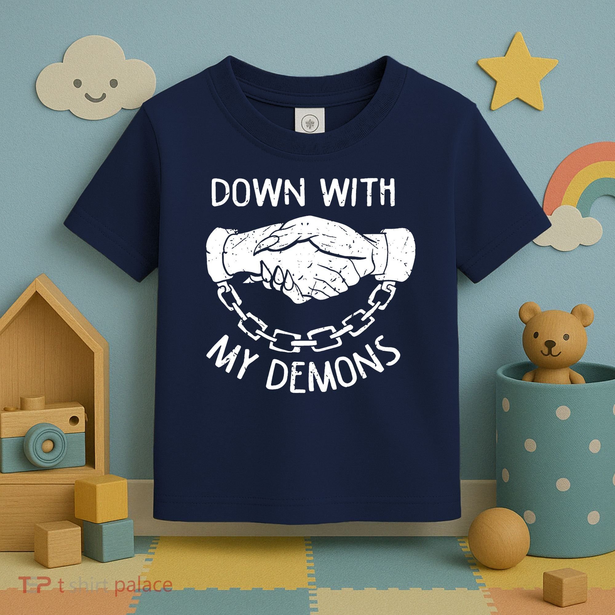 Down With My Demons Deal Handshake Aesthetic Humour Goth Toddler T-Shirt