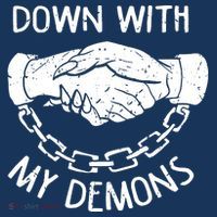 Down With My Demons Deal Handshake Aesthetic Humour Goth Kids Sweatshirt thumb 2