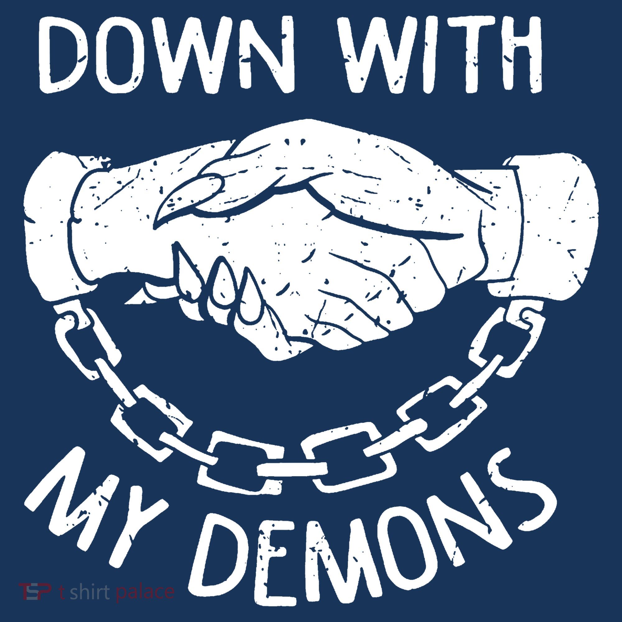 Down With My Demons Deal Handshake Aesthetic Humour Goth Kids Sweatshirt
