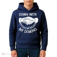 Down With My Demons Deal Handshake Aesthetic Humour Goth Kids Hoodie thumb 4