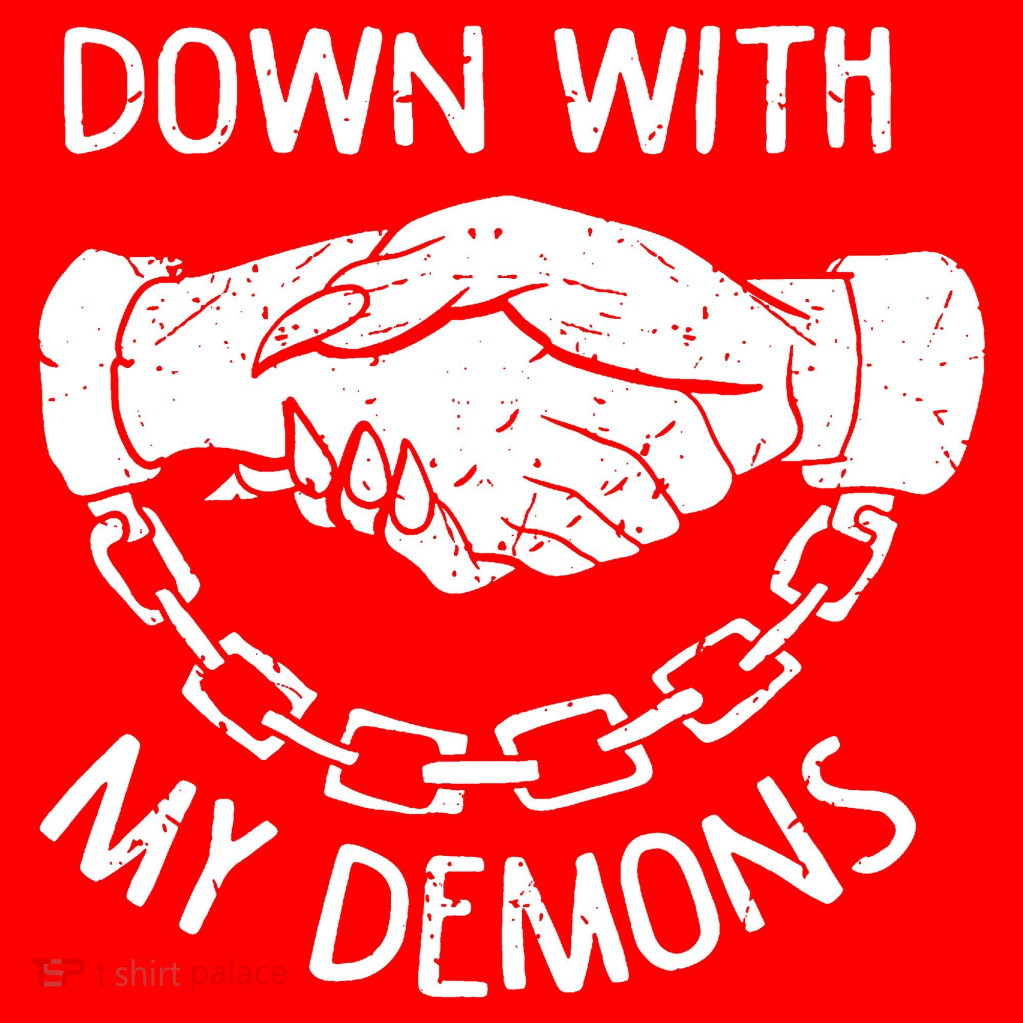 Down With My Demons Deal Handshake Aesthetic Humour Goth Santa Hat