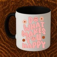 Do What Makes You Happy Hippie Retro Smile Coffee Mug thumb 2