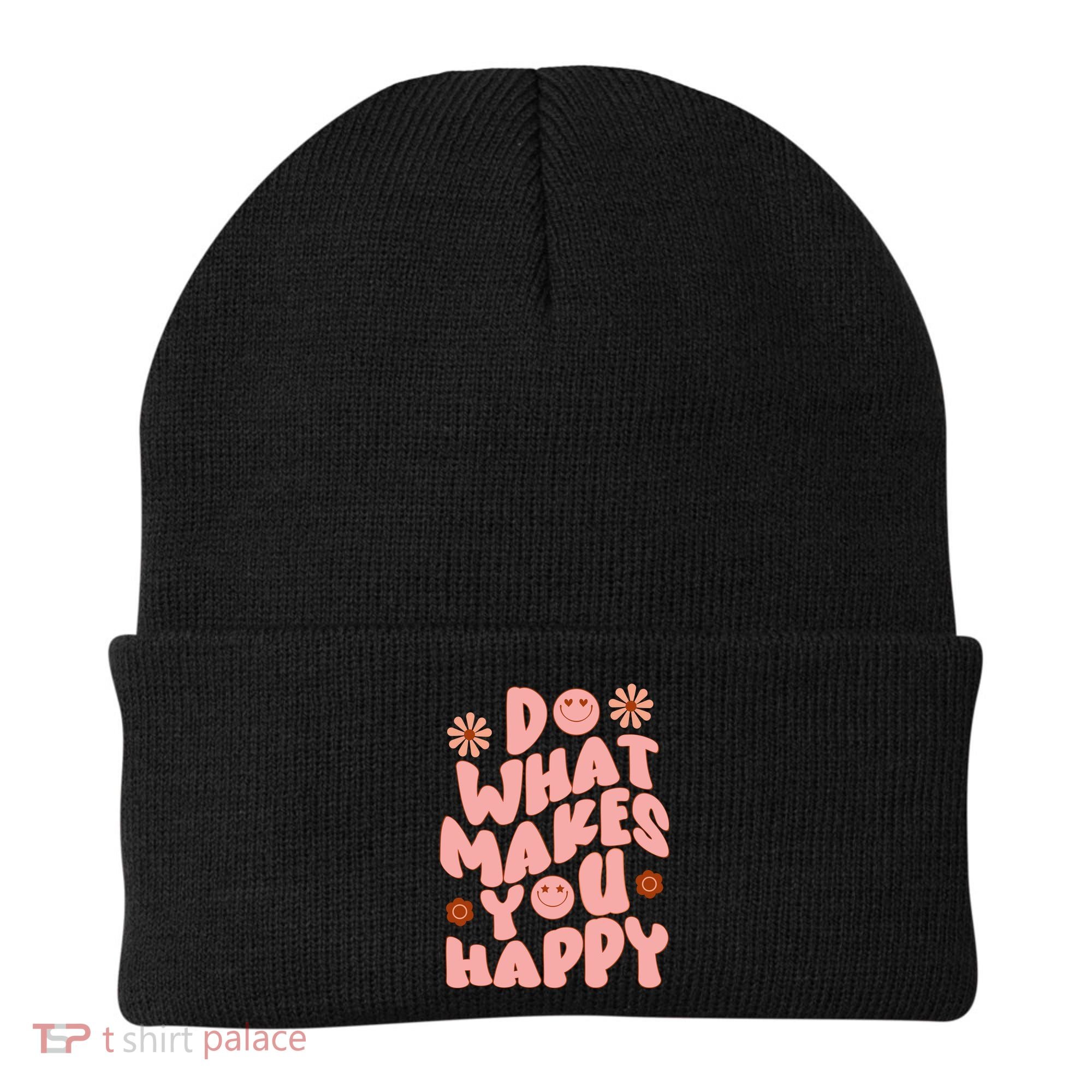 Do What Makes You Happy Hippie Retro Smile Beanie