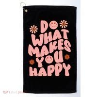 Do What Makes You Happy Hippie Retro Smile Golf Towel thumb 0