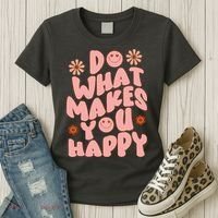 Do What Makes You Happy Hippie Retro Smile Women's T-Shirt thumb 3