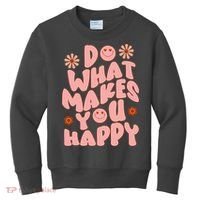 Do What Makes You Happy Hippie Retro Smile Kids Sweatshirt thumb 0
