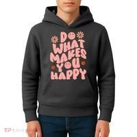 Do What Makes You Happy Hippie Retro Smile Kids Hoodie thumb 4