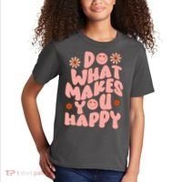 Do What Makes You Happy Hippie Retro Smile Kids T-Shirt thumb 2