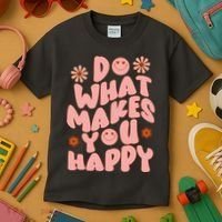 Do What Makes You Happy Hippie Retro Smile Kids T-Shirt thumb 3