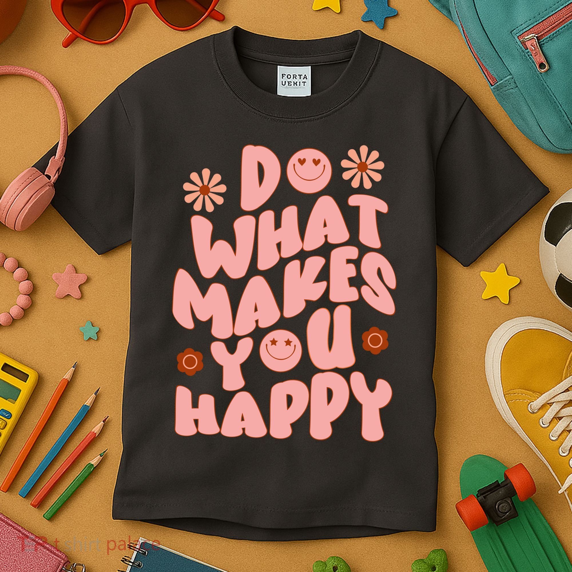 Do What Makes You Happy Hippie Retro Smile Kids T-Shirt