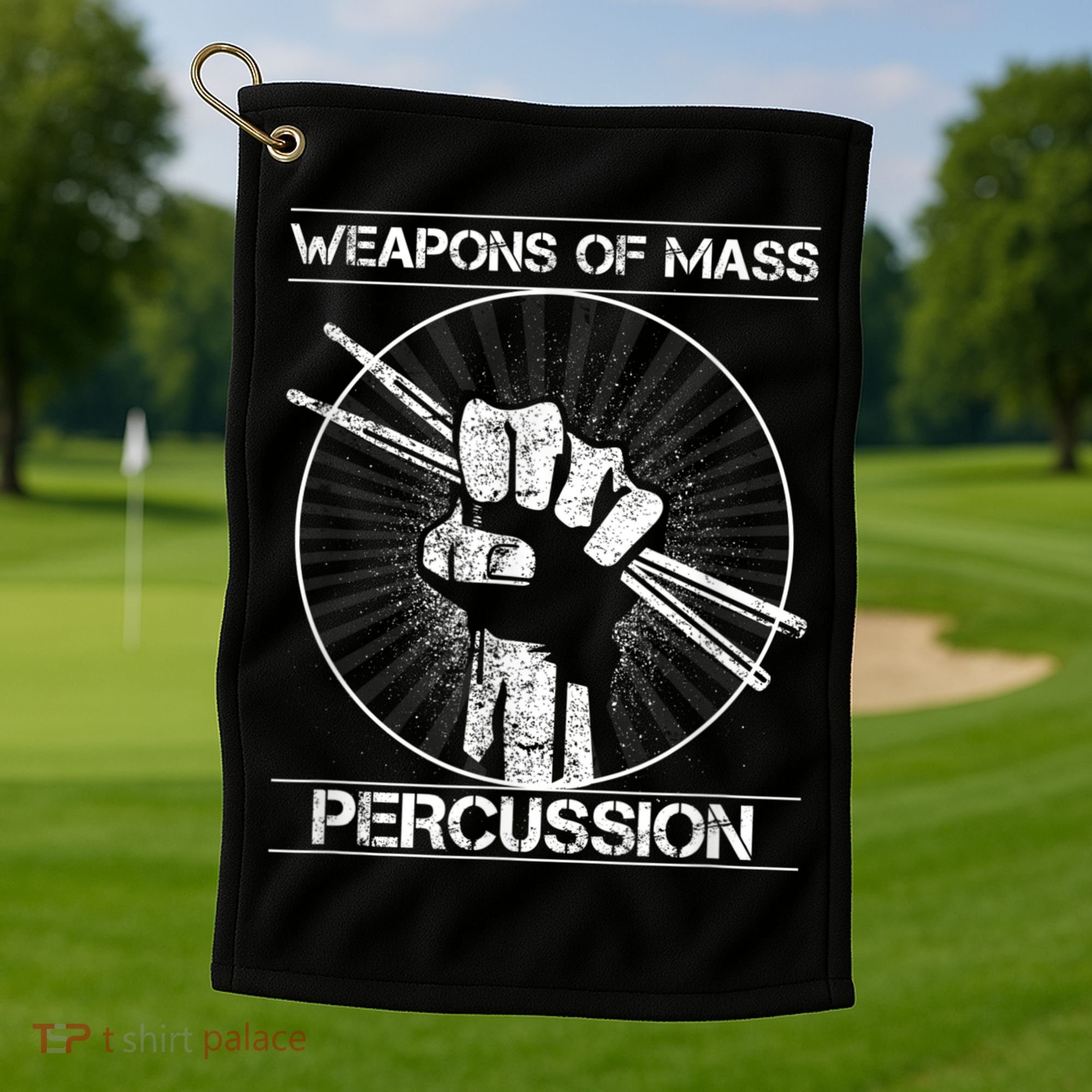 Drummers Weapons Of Mass Percussion Funny Drum Stick Golf Towel