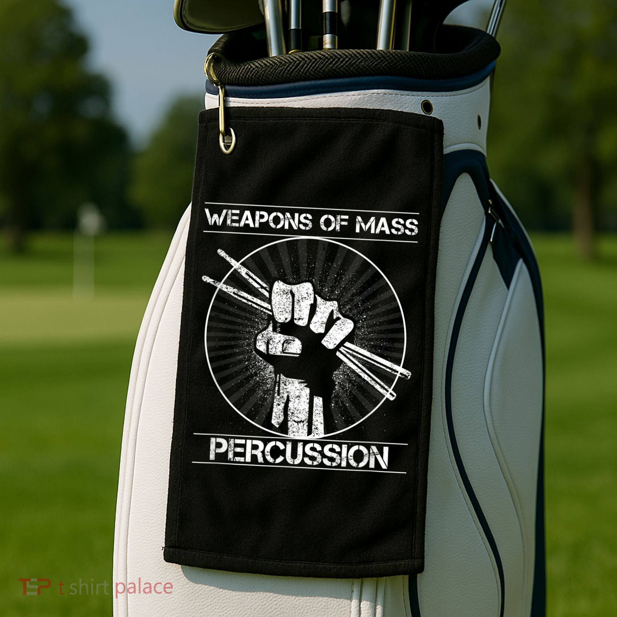 Drummers Weapons Of Mass Percussion Funny Drum Stick Golf Towel
