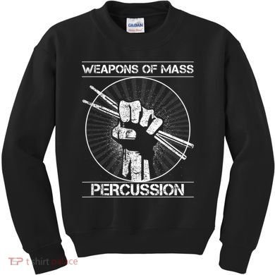 Drummers Weapons Of Mass Percussion Funny Drum Stick Kids Sweatshirt