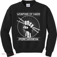 Drummers Weapons Of Mass Percussion Funny Drum Stick Kids Sweatshirt thumb 0