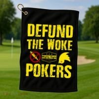 Defund Woke Pokers Golf Towel thumb 1