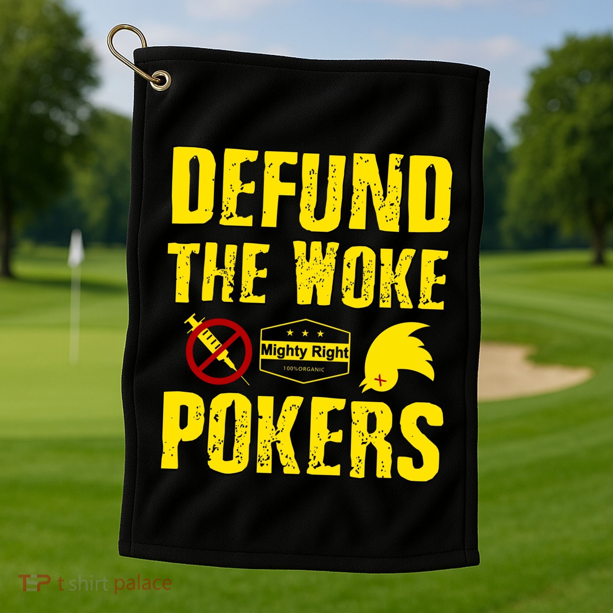 Defund Woke Pokers Golf Towel