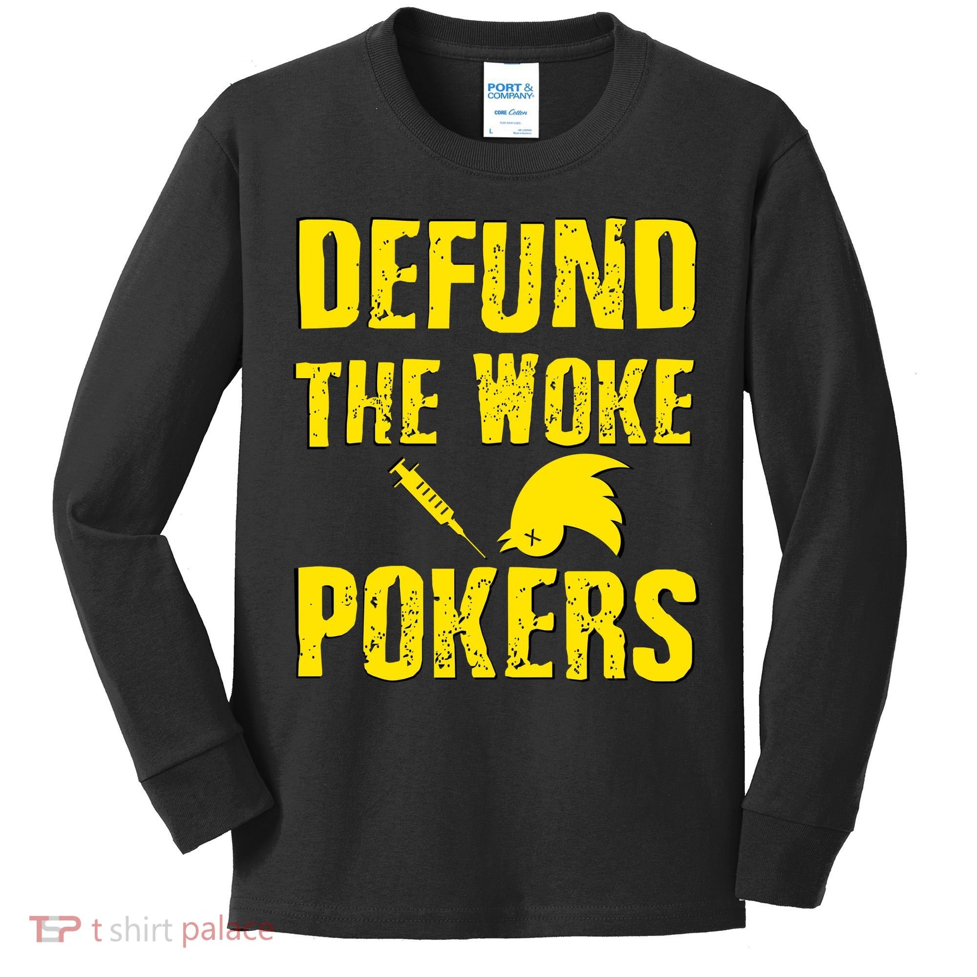 Defund Woke Pokers Kids Long Sleeve Shirt