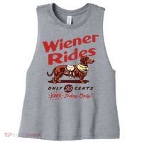 Dachshund Wiener Rides Only 25 Cents Free Today Only Women's Racerback Cropped Tank thumb 0