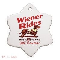 Dachshund Wiener Rides Only 25 Cents Free Today Only Ceramic Ornament thumb 0